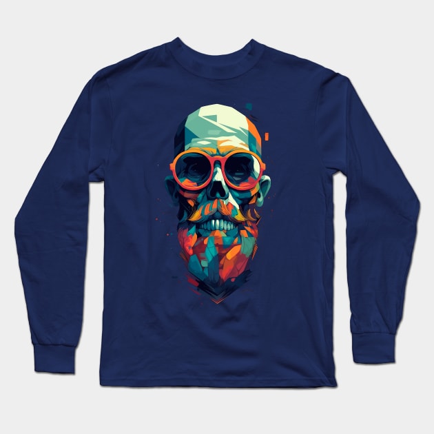 hipster skull Long Sleeve T-Shirt by alvalferca